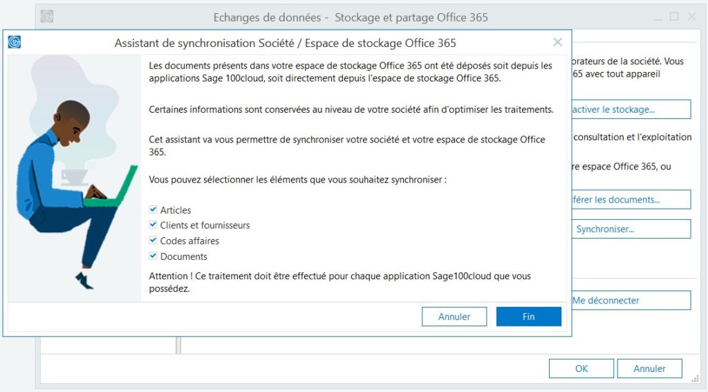 Sage 100 gestion commerciale  V7 assistant de synchronisation