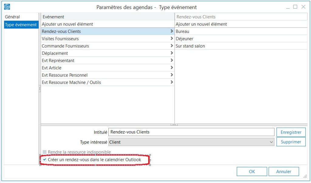 Sage 100 gestion commerciale V7 paramètres des agendas