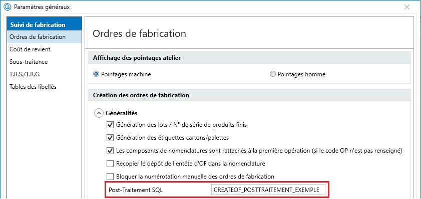 Sage 100 Gestion de production ordre de fabrication