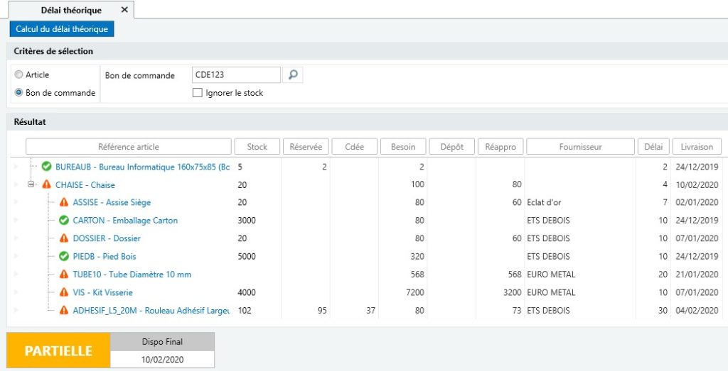 Sage 100 Gestion de production délai théorique