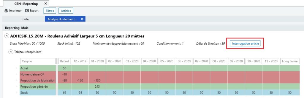 Sage 100 Gestion de production CBN reporting