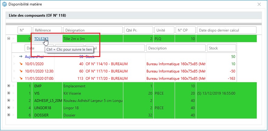 Sage 100 Gestion de production disponibilité matière