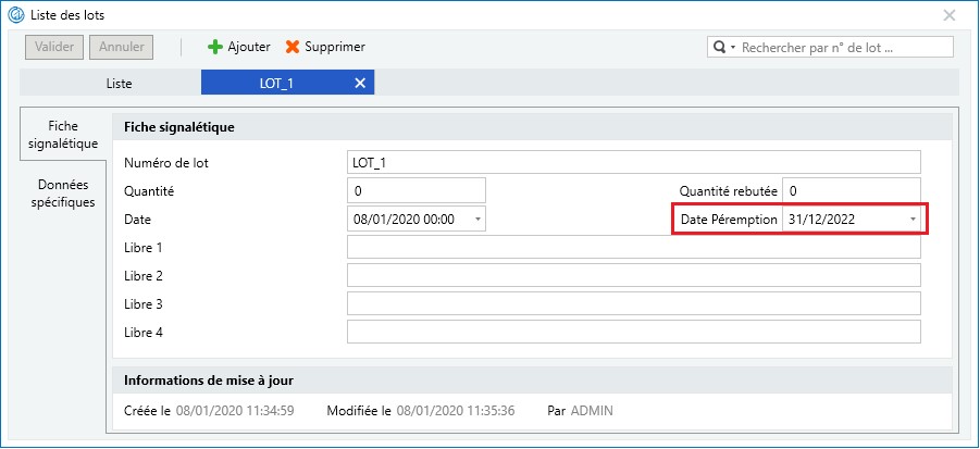 Sage 100 Gestion de production liste des lots