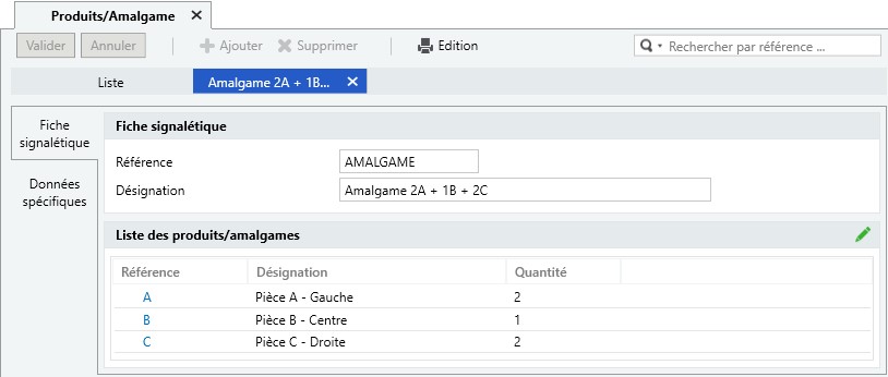 Sage 100 Gestion de production produits/amalgame