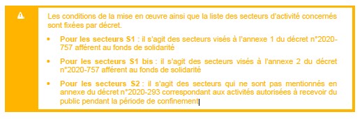 Conditions mise en œuvre secteur S1, S1 bis et S2